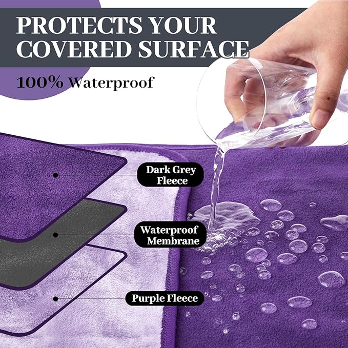 Waterproof Blanket for Bed Couch Sofa, Fleece and Flannel Waterproof Mat - Image 4