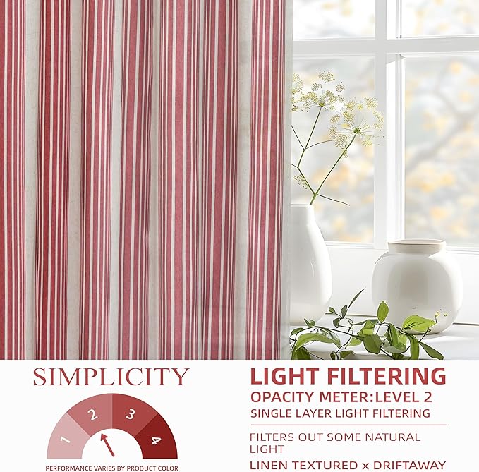 DriftAway Farmhouse Vertical Striped Linen Blend Textured Light Filtering Semi - Image 4
