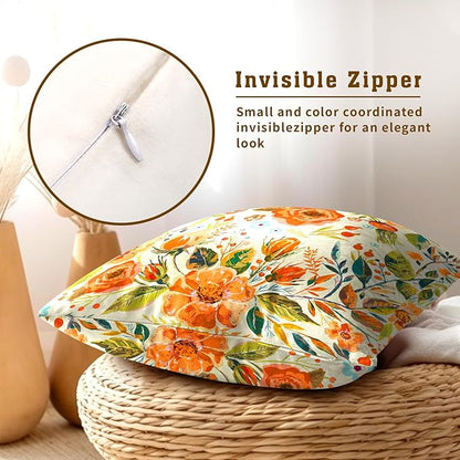 Summer Fall Flower Throw Pillow Covers 22x22 Inch Watercolor Peony Pillowcase - Image 4