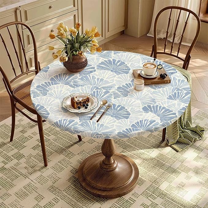 Fitted Round Tablecloth with Elastic Edge – Washable, Wrinkle-Free Table Cover - Image 8