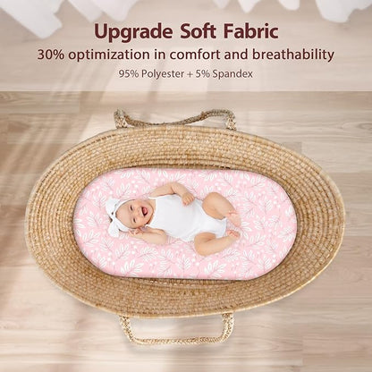 Baby Bassinet Sheets Girl Boy, Fitted Bassinet Sheet Set 3 Pack Bassinet - Image 4