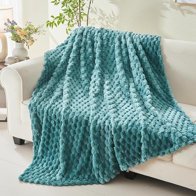 NEWCOSPLAY Super Soft Twin Blanket Light Teal Premium Silky Flannel Fleece 3D - Image 3