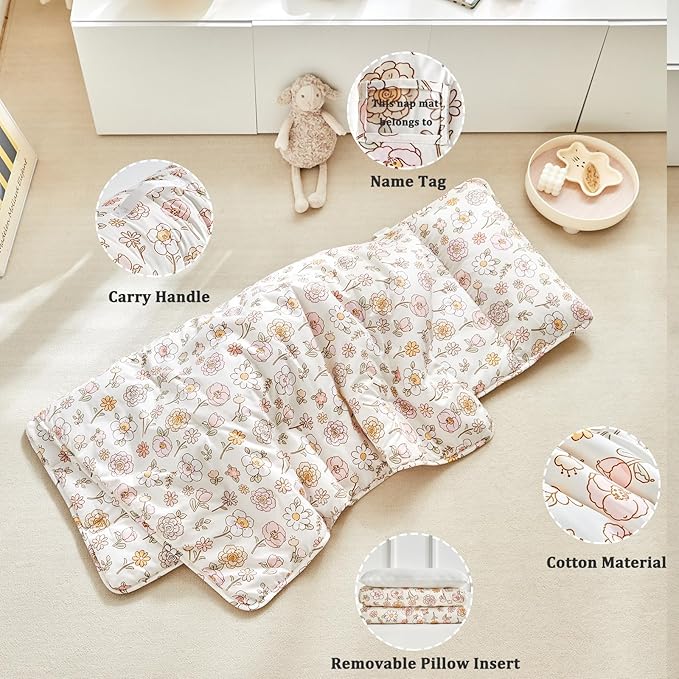 Toddler Nap Mat with Removable Pillow, Ultra Soft Slumber Bags - Image 2