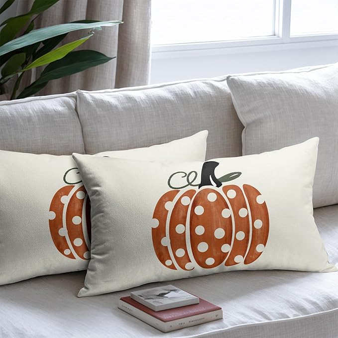 Fall Pumpkin Throw Pillow Cover 20X12 Inch Set of 2 Autumn Orange Pumpkin - Image 7