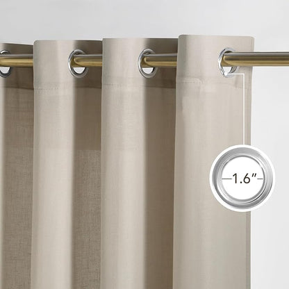 NICETOWN Cocoa Cream Linen Curtains - Image 2