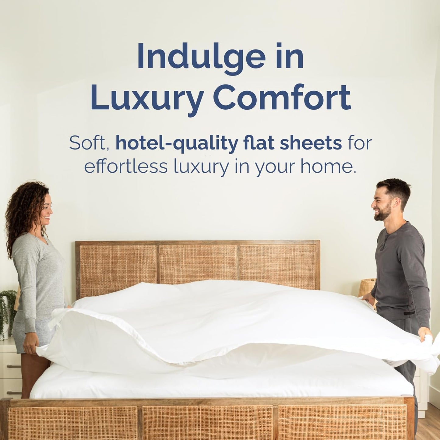King Size Flat Sheet - Hotel Quality Top Flat Bed Sheet Only - Ultra-Soft, Comfy, Breathable & Cooling - Fade & Wrinkle Free - Easy-Care, Stain & Shrink Resistant Bedding - Easy-Fit & Oeko-Tex - White