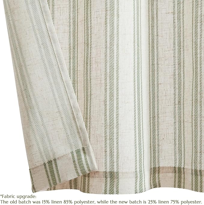 jinchan Striped Valance Farmhouse Window Treatment Linen- Polyester Textured - Image 7