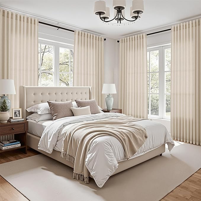 Nanspring Birch Beige Linen Curtains 84 Inches Long - Image 7