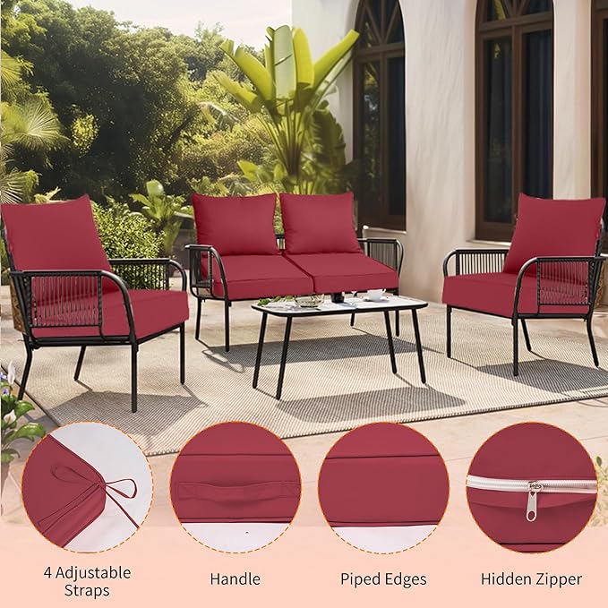 24x24'' Outdoor Chair Cushion Set of 2, UV&Fade Resistant Deep Seat Patio - Image 3