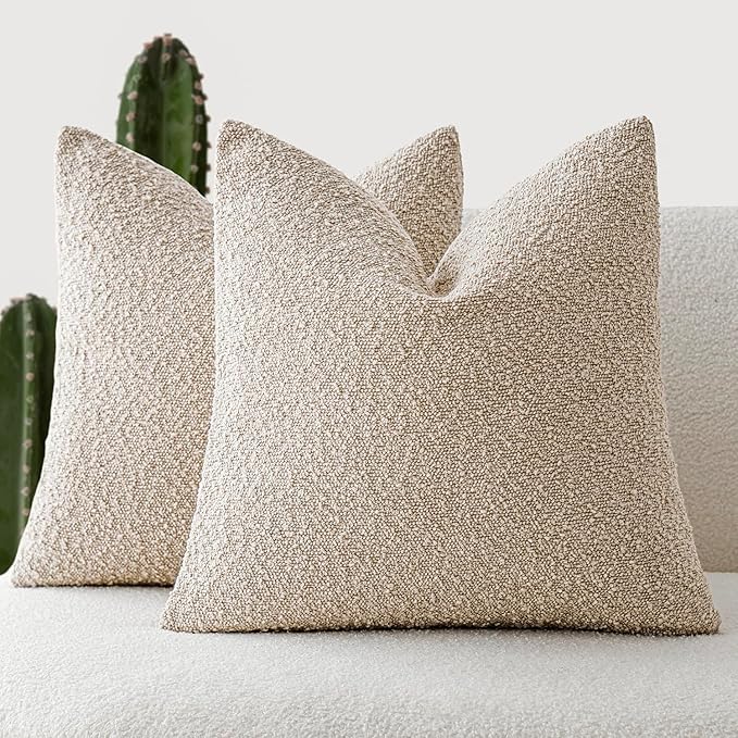 Foindtower Set of 2, Decorative Textured Boucle Throw Pillow Covers Accent by Foindtower