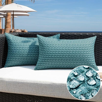 Kevin Textile Outdoor Waterproof Throw Pillow Covers Pack of 2 Farmhouse by KevinTextile