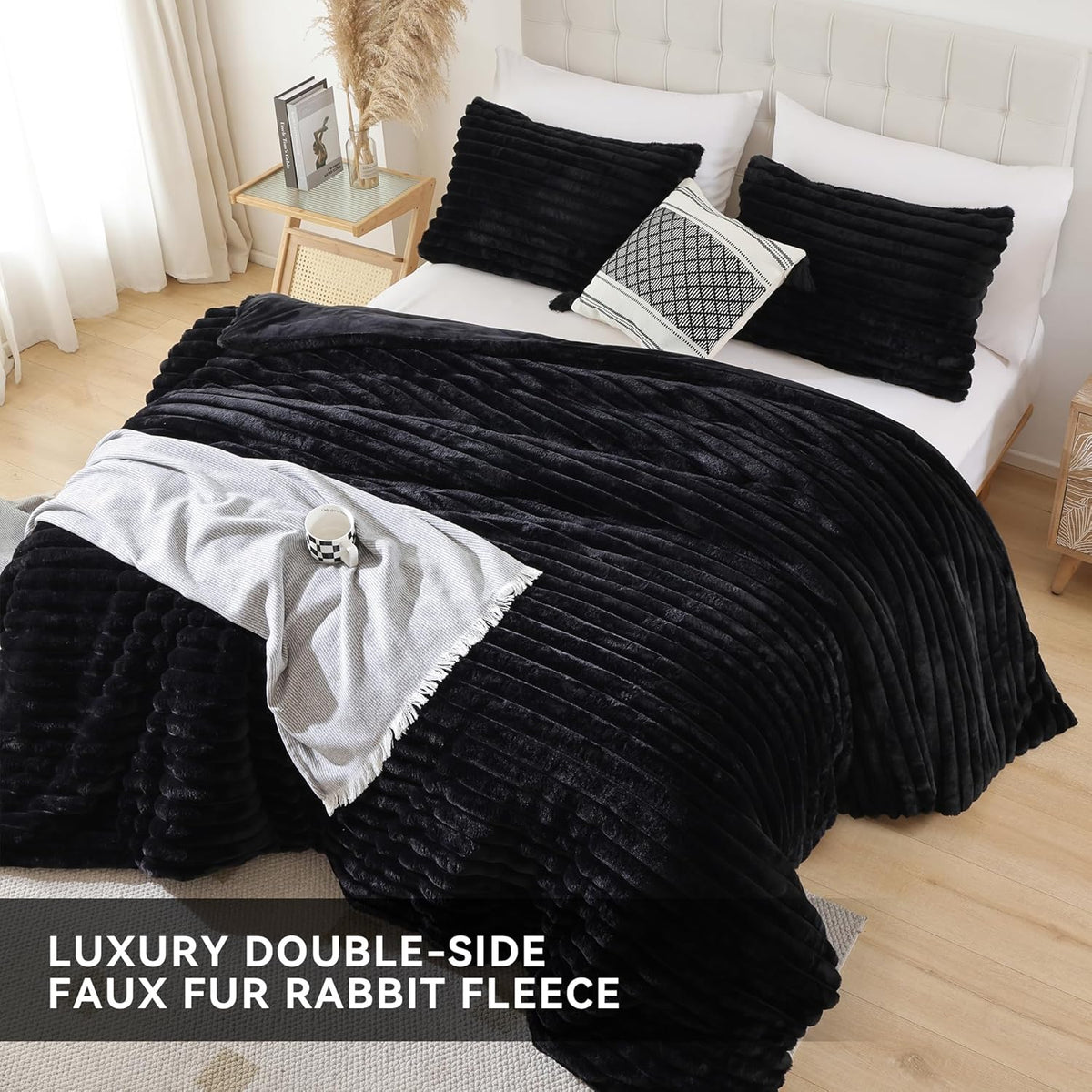 smoofy fluffy full size comforter 3 pcs, side view