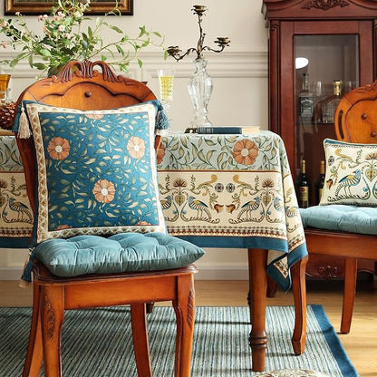 patdrea Designer Square Throw Pillow Covers, French Floral Blue Farmhouse Linen - Image 7