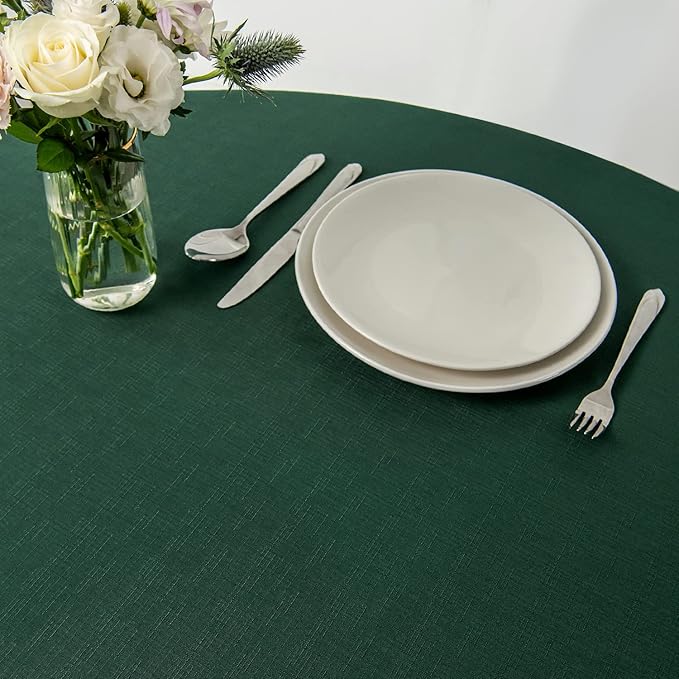maxmill Round Linen Looking Textured Tablecloth Spill-Proof Wrinkle Free Soft - Image 5