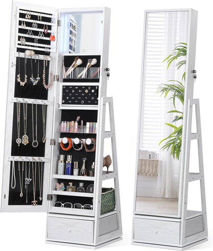 nicetree 360° swivel jewelry cabinet with lights, full, main product view