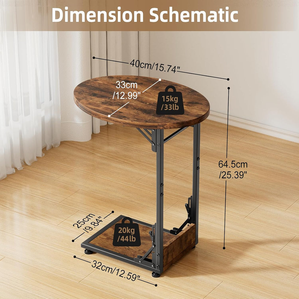Elbourn Folding Side Table End Couch Tables,Metal Frame C-Shaped TV Stand for...