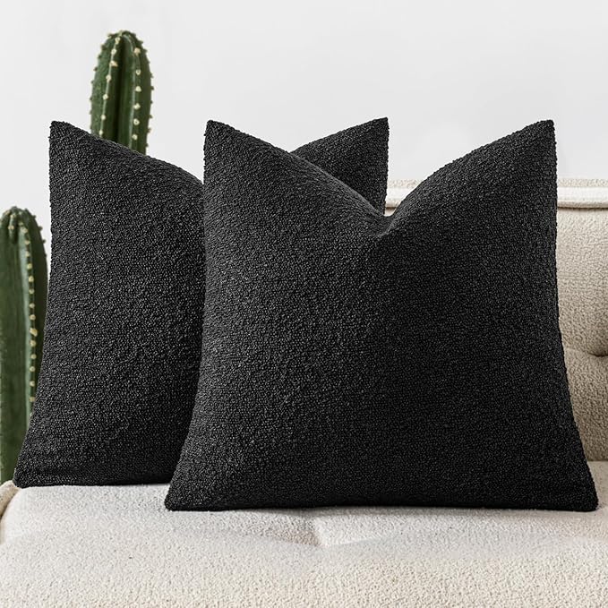 Woaboy Pack of 2 18x18 Inch Decorative Boucle Throw Pillow Covers Textured by Woaboy