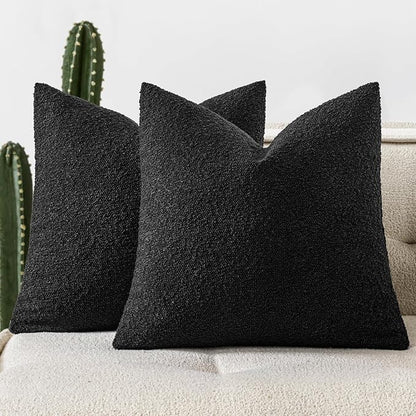 Woaboy Pack of 2 18x18 Inch Decorative Boucle Throw Pillow Covers Textured by Woaboy