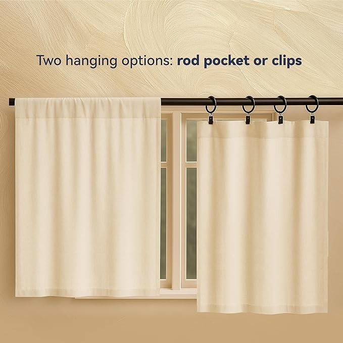 AIRLAKE Linen Blend Tier Curtains, 26 x 36 inches, Boho Farmhouse Rustic Style - Image 8