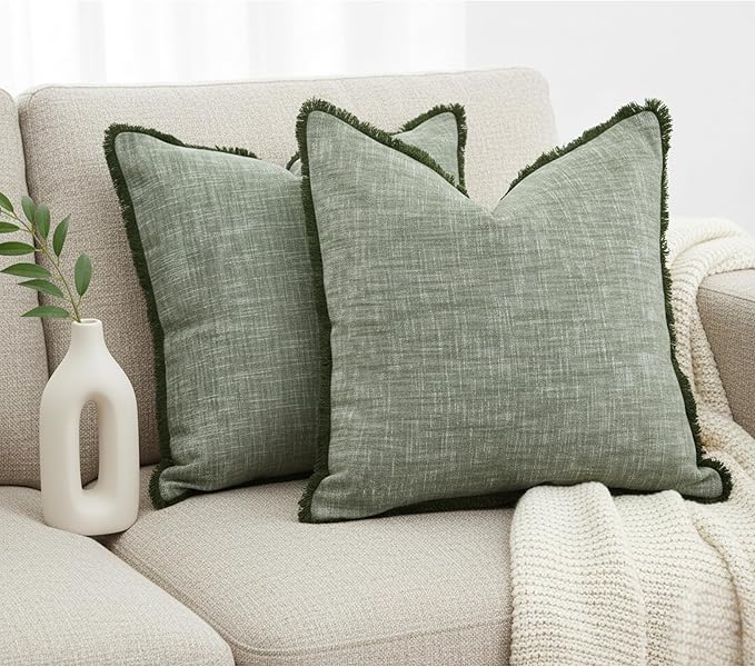 20x20 Textured Cotton Pillow Covers Green - Image 7
