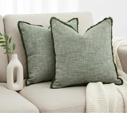 20x20 Textured Cotton Pillow Covers Green - Image 7