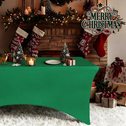 IVAPUPU 2 Pack 6FT Table Cloth for Rectangular Fitted Events Stretch Emerald - Image 2