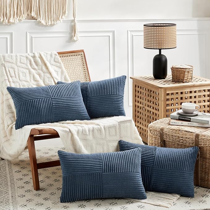 Fancy Homi 2 Packs Dusty Blue Lumbar Decorative Throw Pillow Covers 16x32 Inch - Image 5
