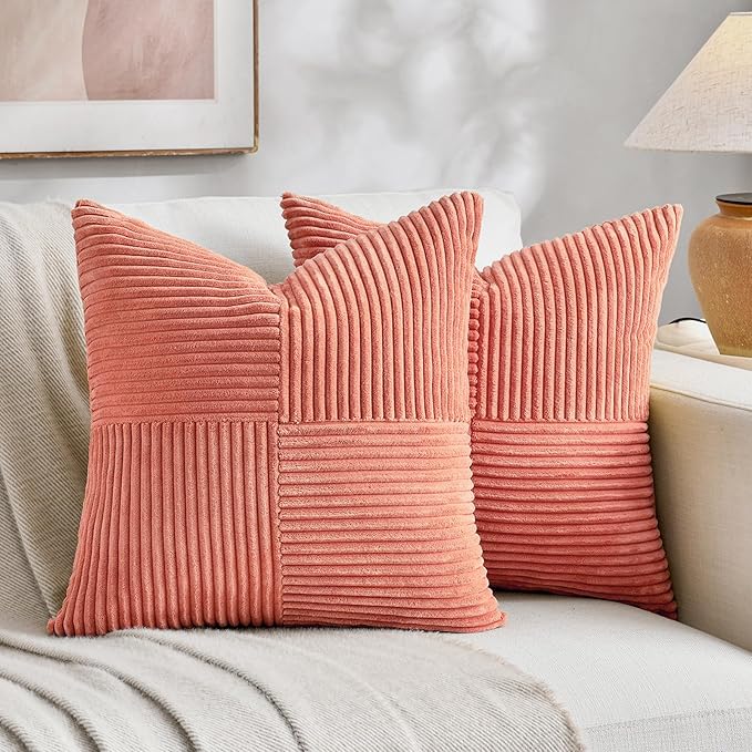 Fancy Homi 2 Packs Coral Big Decorative Throw Pillow Covers 24x24 Inch by Fancy+Homi