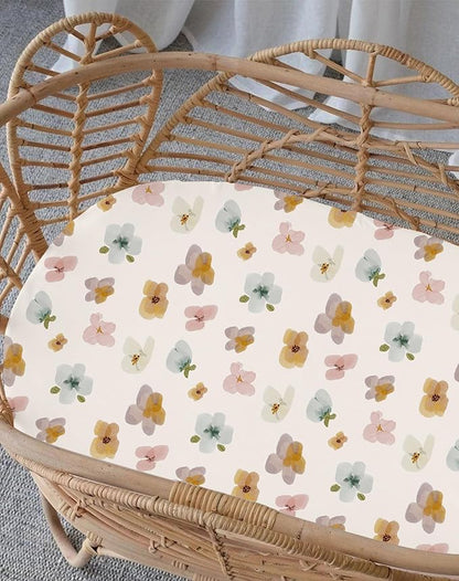 Bassinet Sheets for Baby Girls Boys 2 Pack, Fitted Baby Mattress Sheet for - Image 3