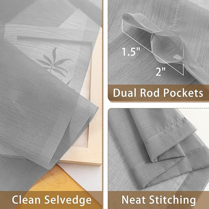 Grey Sheer Curtains 72 Inches Long, Privacy Semi Sheer Curtains - Image 5