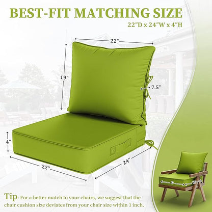 Outdoor Seat Cushion Set 22 L × 24 W × 5 H Inch Waterproof & Fade Resistant - Image 2