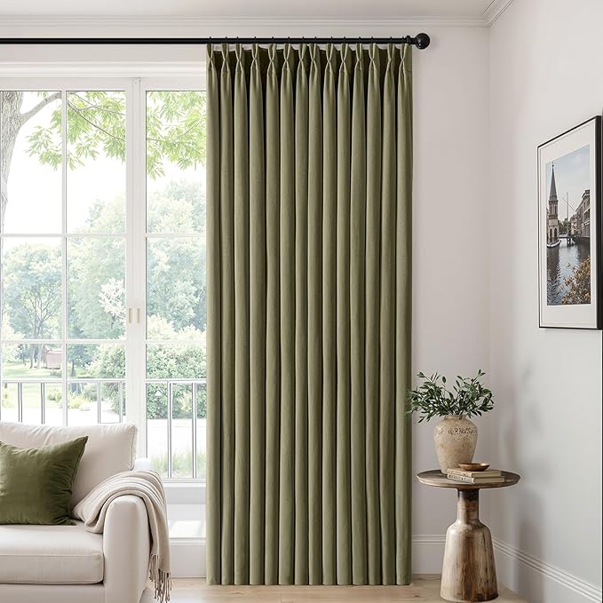MIULEE Pinch Pleated Thick Linen Curtains 102 Inch 4 Panels Set Back Tab Memory - Image 6