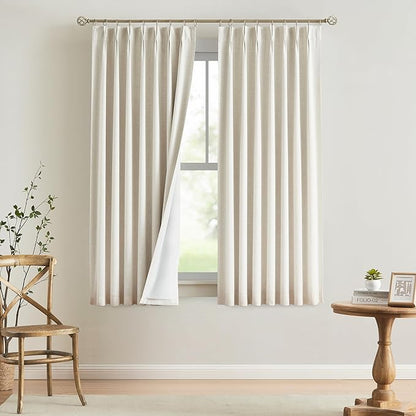 Vision Home Natural Pinch Pleated Full Blackout Curtains Linen Blended Room by VisionHome