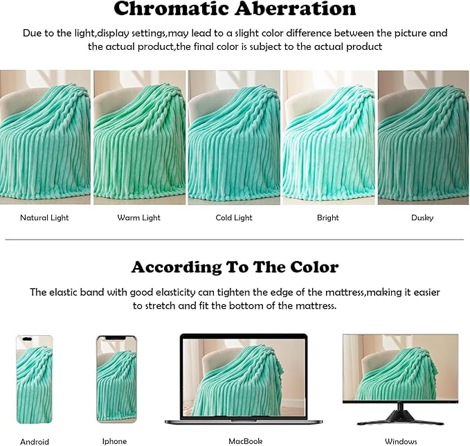 NEWCOSPLAY Super Soft Throw Blanket Aqua Premium Silky Flannel Fleece 3D Ribbed - Image 6