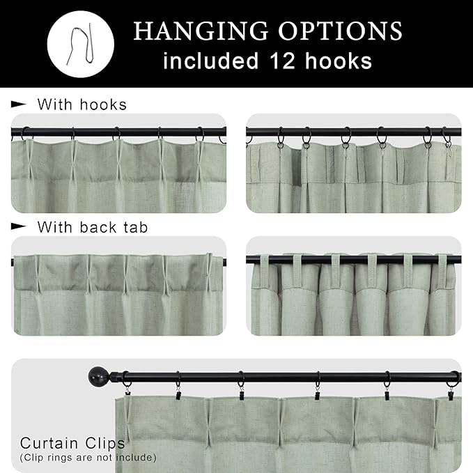 Sage Green Boho Kitchen Window Curtains Over Sink 36 Inch Length - Image 4