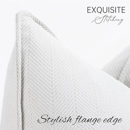 ZWJD Cream Pillow Covers 22x22 Set of 2 Chenille Throw Pillow Covers - Image 2