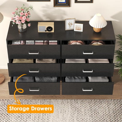 bigbiglife wood dresser for bedroom, 6 drawer dresser, front angle view