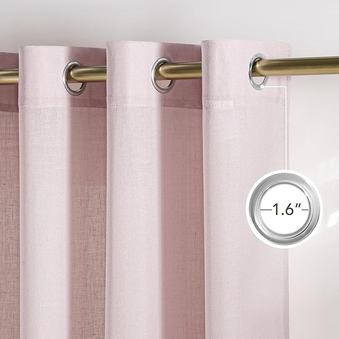 NICETOWN Thick Linen Blush Pink Curtains 2 Panels - Image 2