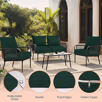 Deep Seat Outdoor Cushion Set of 2, UV&Fade Resistant Deep Seat Patio Cushions - Image 3