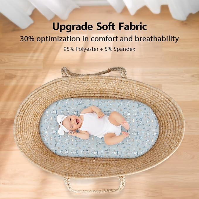 Baby Bassinet Sheets Girl Boy, Fitted Bassinet Sheet Set 3 Pack Bassinet - Image 3
