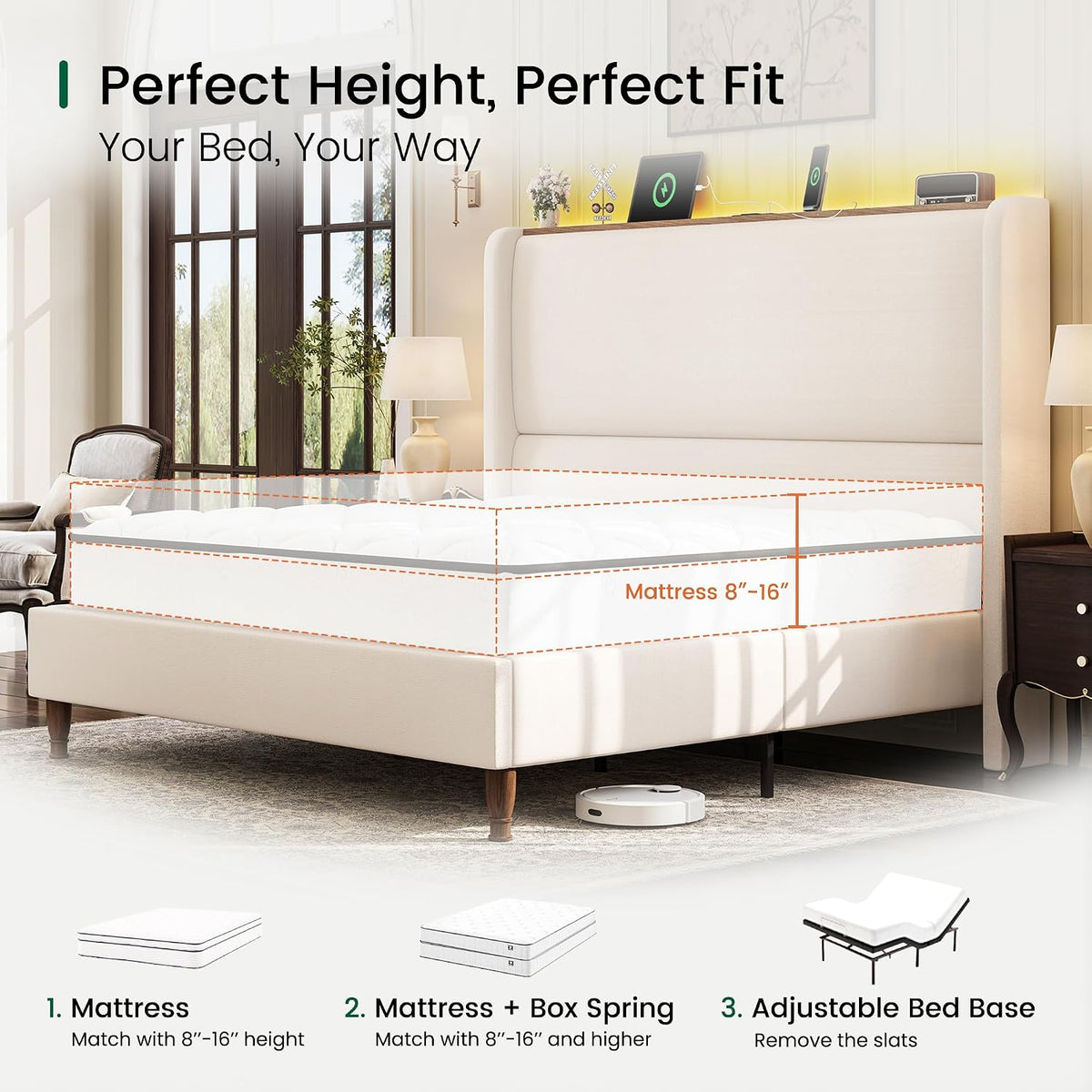 larmace california king size bed frame with led, package contents