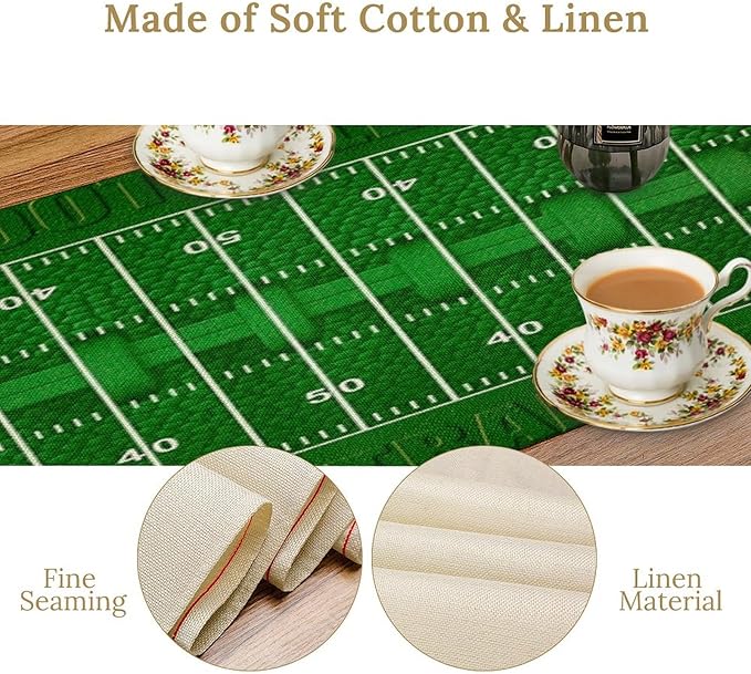 American Football Table Runner Sport Game Days Seasonal Football Field and Ball - Image 5