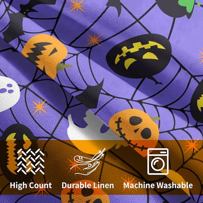 Halloween Purple Throw Pillow Covers 22x22 inch Set of 2 Humour Pumpkins Ghost - Image 4