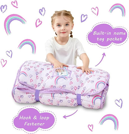 Toddler Nap Mat with Pillow and Blanket, Extra Large Rolled Napping Mats - Image 3