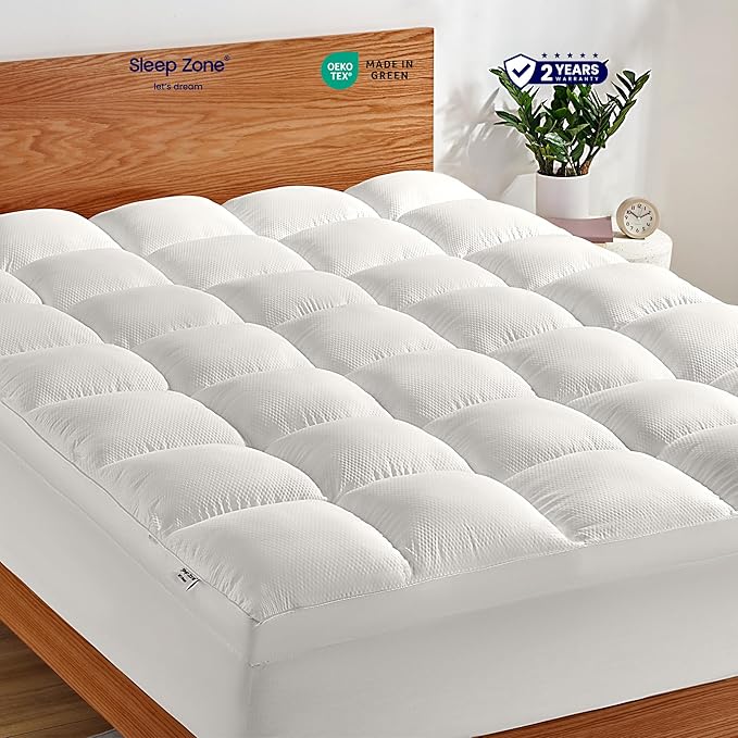 SLEEP ZONE Queen Mattress Protector, Deep Pocket Mattress Pad Cover, Thick - Image 2