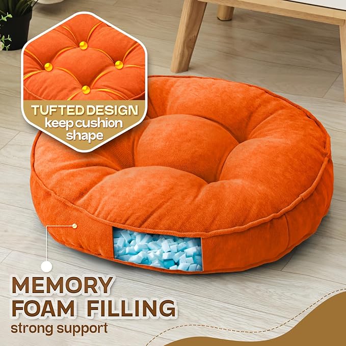 Floor Pillow Set of 2, Memory Foam Floor Cushions - Image 2