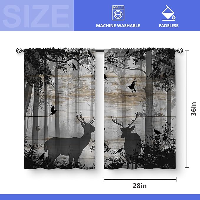 Aimego Deer Forest Kitchen Curtains - Image 3