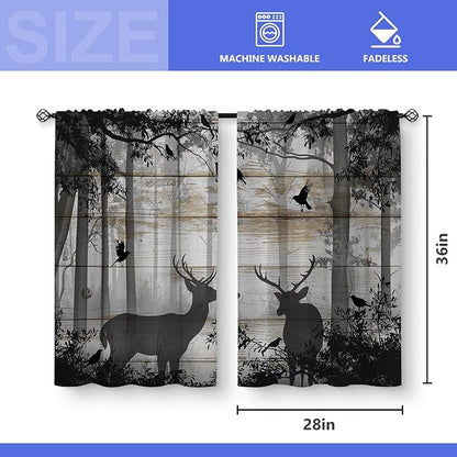 Aimego Deer Forest Kitchen Curtains - Image 3