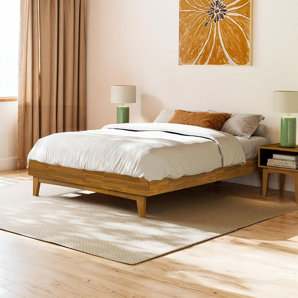 Bme Catherine Queen Bedframe Without Headboard, 800lbs - Teak Brown