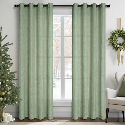 Light Sage Green 108 Inches Long Curtains - Image 2
